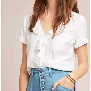 Maeve Jojo ruffled short sleeve blouse, XS, NWOT
